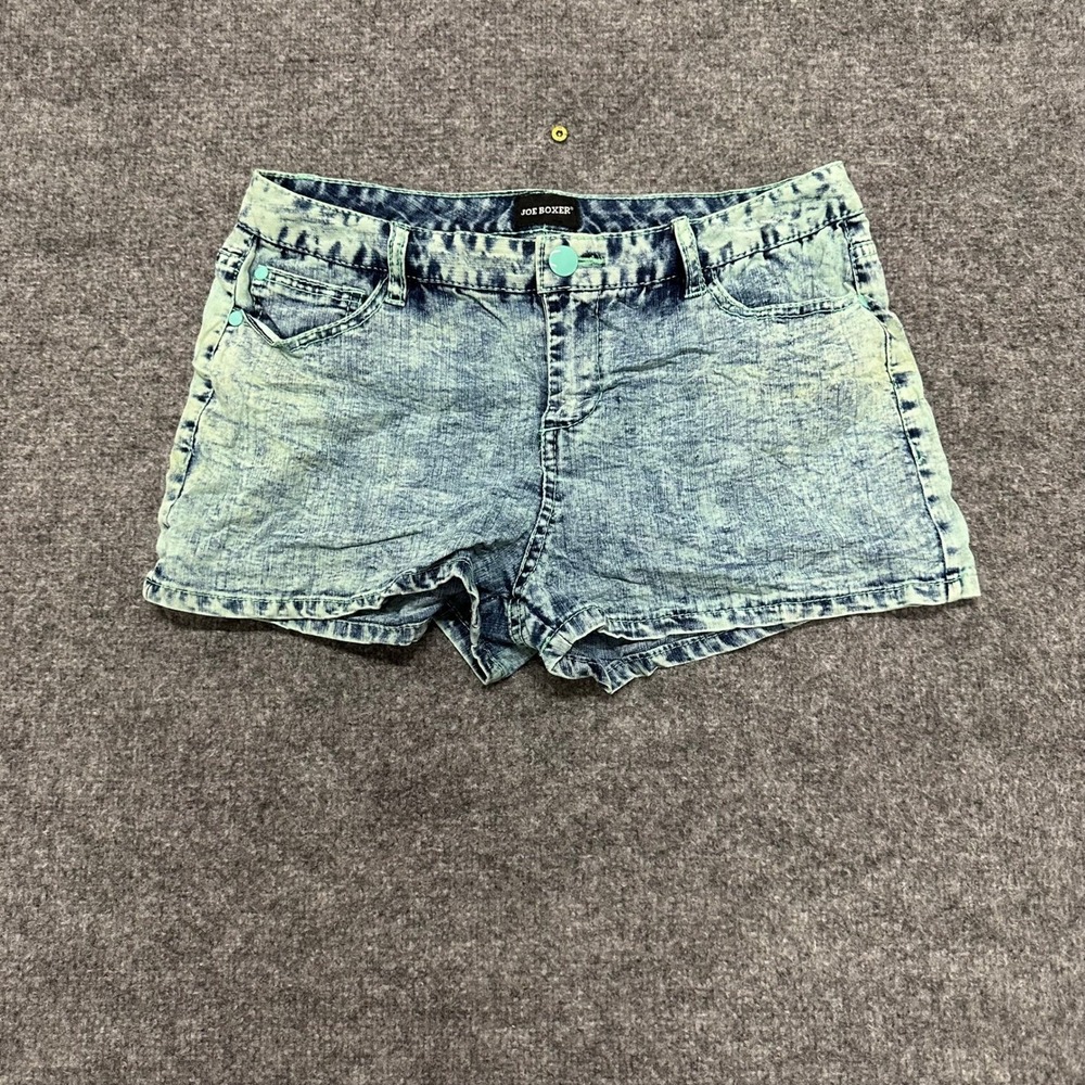 Joe Boxer Shorts Womens Size 9 Blue Acid Wash Denim Casual Stretch Stained